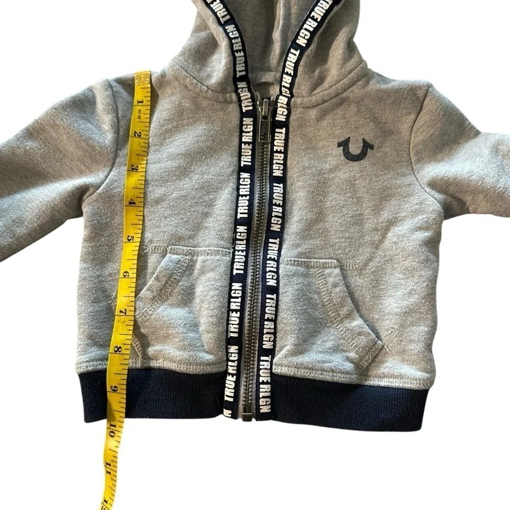 True Religion baby size 6 months zip up grey hoodie